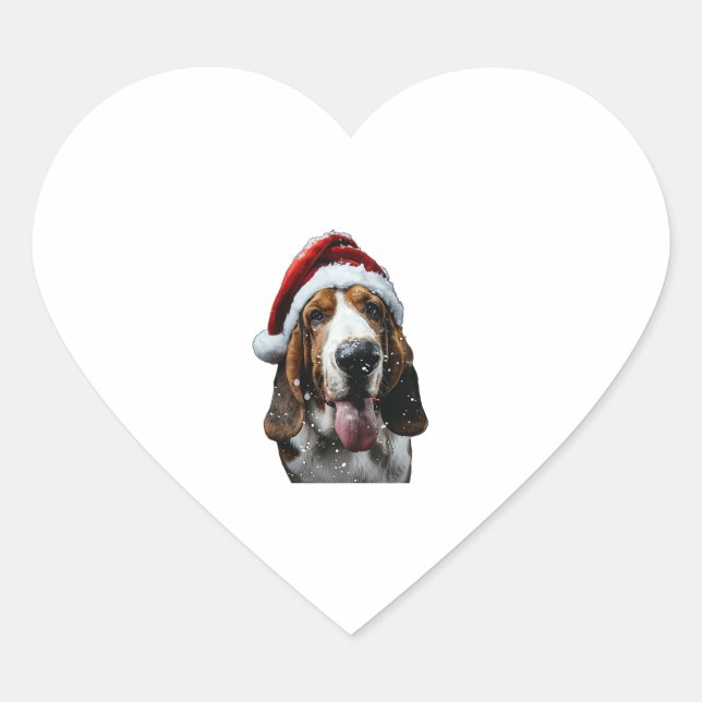 Pegatina En Forma De Corazón Navidades de Basset Hound (Anverso)