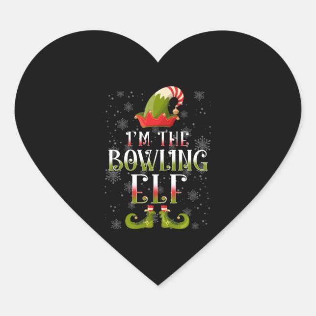 Pegatina En Forma De Corazón Navidades de Bowling Elf (Anverso)