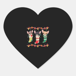 Pegatina En Forma De Corazón Navidades de Chihuahua encienden graciosa perrera