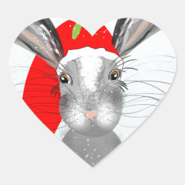 Pegatina En Forma De Corazón Navidades de conejo lindo tema de vacaciones