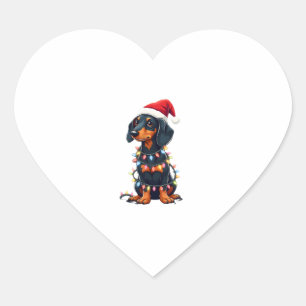 Pegatina En Forma De Corazón Navidades de Dachshund alumbran a Santa Hat Xmas