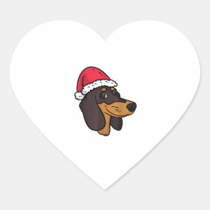 Pegatina En Forma De Corazón Navidades de Dachshund Weiner Dog Santa