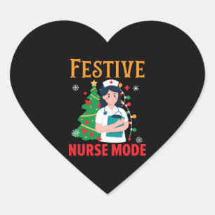 Pegatina En Forma De Corazón Navidades de enfermería en modo de enfermería fest