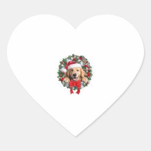 Pegatina En Forma De Corazón Navidades de Golden Retriever con Navidad de decor