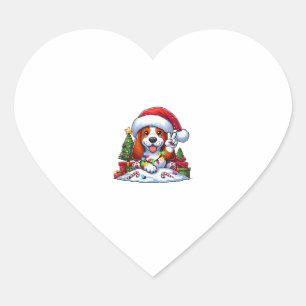 Pegatina En Forma De Corazón Navidades de la Mano de Paz Basset Hound iluminan