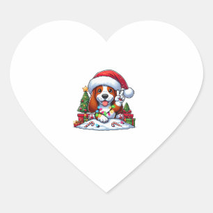 Pegatina En Forma De Corazón Navidades de la Mano de Paz Basset Hound iluminan 