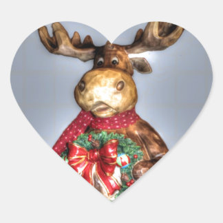 Pegatina En Forma De Corazón Navidades de madera de efecto esculpido reno