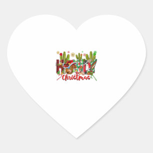 Pegatina En Forma De Corazón Navidades De Oro Occidental Gorra Vaquero Y Cactus