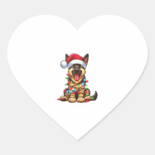 Pegatina En Forma De Corazón Navidades de pastores alemanes iluminan Santa Hat