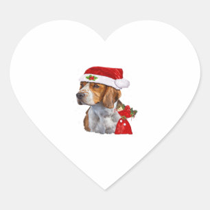 Pegatina En Forma De Corazón Navidades De Perro Beagle En Navidades Familiares 