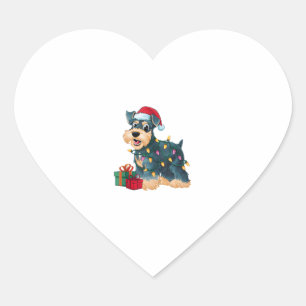 Pegatina En Forma De Corazón Navidades de perro de Santa Giant Schnauzer ilumin