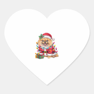 Pegatina En Forma De Corazón Navidades de perro de Santa Pomerania iluminan Nav