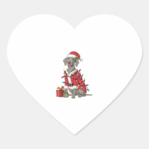 Pegatina En Forma De Corazón Navidades de perro de Santa Weimaraner