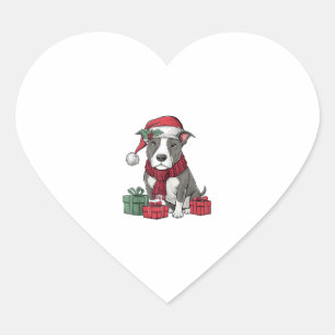 Pegatina En Forma De Corazón Navidades De Perro De Toro Terrier De Los Estados 