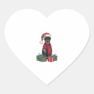 Pegatina En Forma De Corazón Navidades de Perro Doberman de Santa Hat Lughting