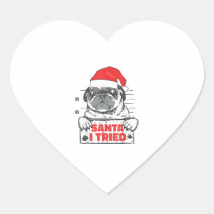 Pegatina En Forma De Corazón Navidades de Perros de Amor Pajamas Santa I Probó 