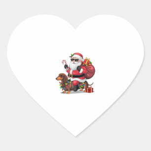 Pegatina En Forma De Corazón Navidades de perros de Dachshund que iluminan Sant
