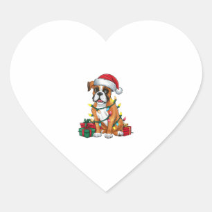 Pegatina En Forma De Corazón Navidades de perros del Boxer de Santa Hat Lughing