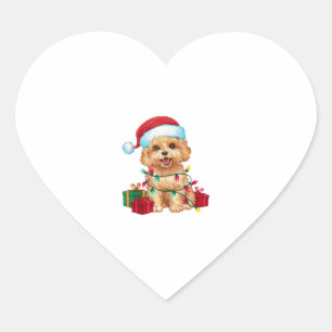 Pegatina En Forma De Corazón Navidades de perros maltipoo de Santa Hat