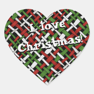 Pegatina En Forma De Corazón Navidades de tejido con colores gráficos Burlap cu