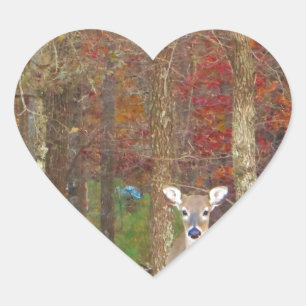 Pegatina En Forma De Corazón Navidades Deer