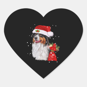 Pegatina En Forma De Corazón Navidades del Pastor Australiano de Perro Santa Ha