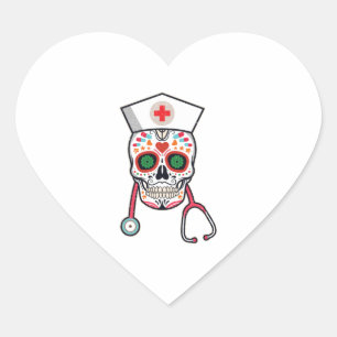Pegatina En Forma De Corazón Navidades divertidos Enfermera al reno Santa red p