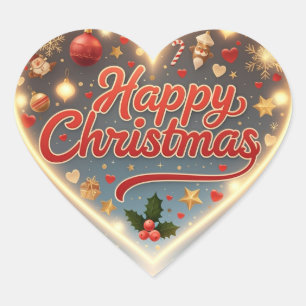 Pegatina En Forma De Corazón Navidades felices de la forma del corazón