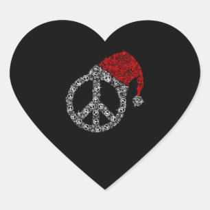 Pegatina En Forma De Corazón Navidades felices Símbolo de Hippies Gorra Santa
