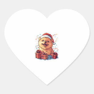 Pegatina En Forma De Corazón Navidades graciosos de Santa Hat chow navideño