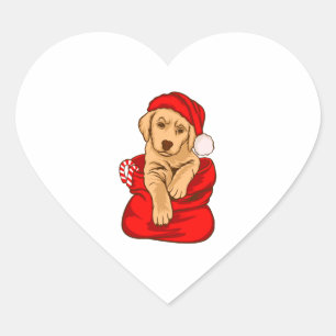Pegatina En Forma De Corazón Navidades graciosos Perro Navidad Vintage con perr