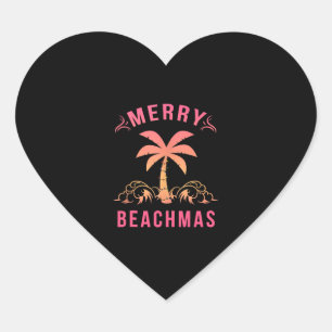 Pegatina En Forma De Corazón Navidades Julio Coastal Beach Merry Beachmas Palm