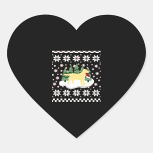 Pegatina En Forma De Corazón Navidades Labrador Amarillo Silhouette Santa Hat C
