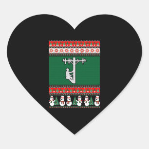 Pegatina En Forma De Corazón Navidades Lineman Ugly Sweater