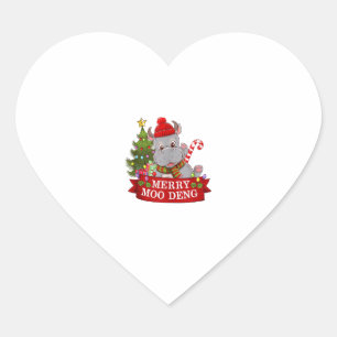 Pegatina En Forma De Corazón Navidades Merry Moo Deng Cute Baby Hippo Bouncy Ap