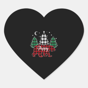 Pegatina En Forma De Corazón Navidades Pappy Bear Buffalo Plaid Family Pajama