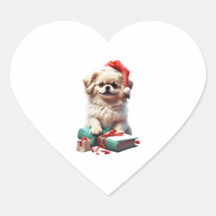 Pegatina En Forma De Corazón Navidades Pekingese