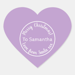 Pegatina En Forma De Corazón Navidades personalizados de Santa Purple Lilac