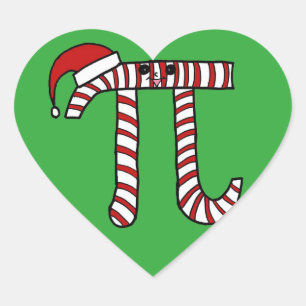 Pegatina En Forma De Corazón Navidades Pi Personalizado Math Geek