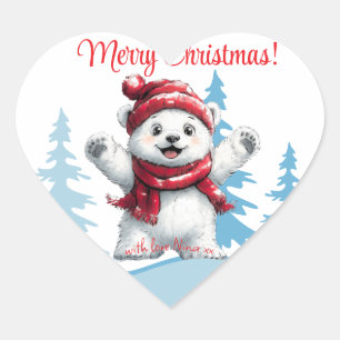 Pegatina En Forma De Corazón Navidades rojos de oso polar