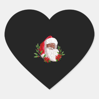 Pegatina En Forma De Corazón Navidades Santa Claus y Poinsettias
