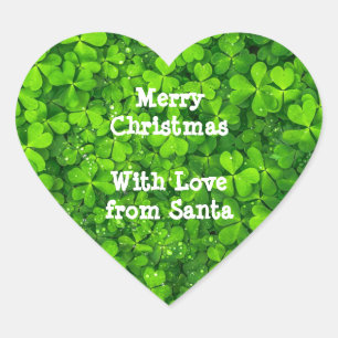 Pegatina En Forma De Corazón Navidades Shamrock Clovers Green Irish Ireland