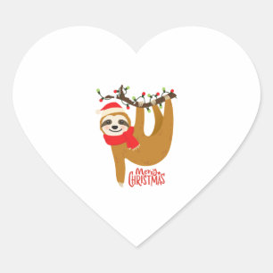 Pegatina En Forma De Corazón Navidades Sloth