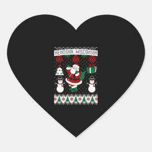 Pegatina En Forma De Corazón Navidades Suéter feo Kenosha Wisconsin