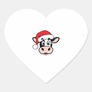 Pegatina En Forma De Corazón Navidades Vacas Santa Cute Chicas De Noche De Noch