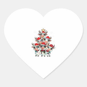 Pegatina En Forma De Corazón Navidades vacuno Chicas navideños niños divertidos