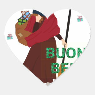 Pegatina En Forma De Corazón navidades Witch buona Befana