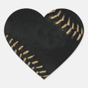 Pegatina En Forma De Corazón negro de béisbol