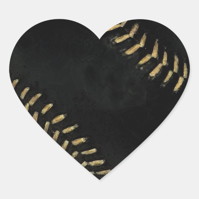 Pegatina En Forma De Corazón negro de béisbol (Anverso)