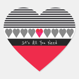 Pegatina En Forma De Corazón Negro Y Blanco